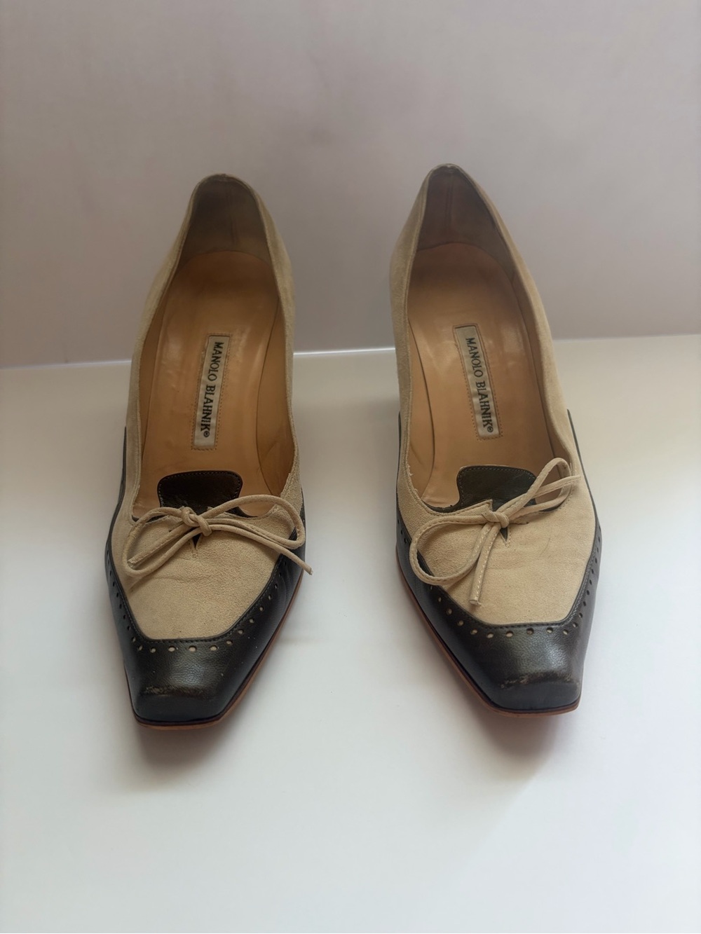 Manila blahnik suede leather brown heeled loafers 41.5 librarian dark academia
